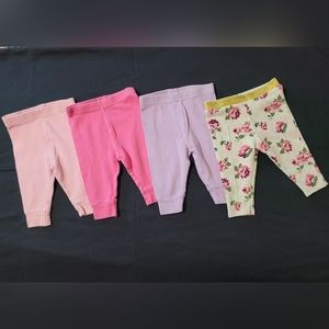 Set of Four Baby Leggings - Pink, Purple, Floral